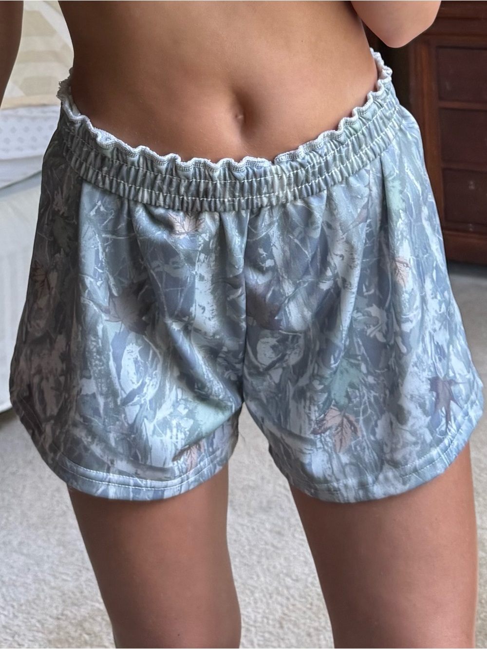 SHEIN Light Blue Camo Elastic Waist Lounge Shorts